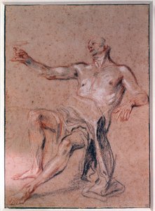 Man Nude Rysunek ołówkiem Jean Antoine Watteau (1684-1721) XVIII-wieczny Paryż, Musee du Louvre autorstwa Jean Antoine Watteau