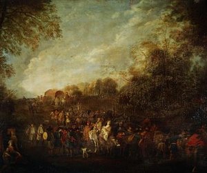 Maszerujące oddziały autorstwa Jean Antoine Watteau
