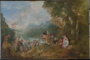 Pielgrzymka do Cythery Zaokrętowanie na Cytherę, 1717 autorstwa Jean Antoine Watteau