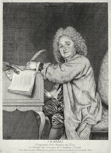 Portret Jean-Ferry Rebel (1666-1747) grawerowany przez Moyreau autorstwa Jean Antoine Watteau