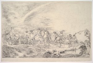 Rekruci zamierzający wstąpić do pułku, ca. 1715-16. autorstwa Jean Antoine Watteau