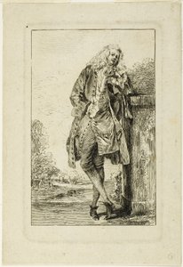 Stojący mężczyzna oparty na łokciu autorstwa Jean Antoine Watteau