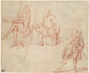 Trzy studia dżentelmena autorstwa Jean Antoine Watteau