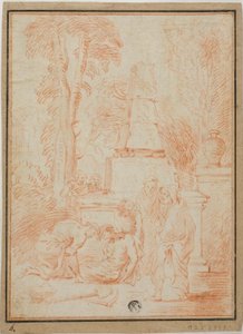 Tobiasz grzebiący zmarłych lub pogrzeb Focjusza autorstwa Jean Antoine Watteau