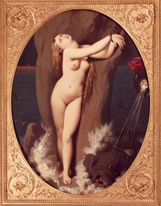 Angelica przykuta przez Jean Auguste Dominique Ingres (1780-1867), olej na płótnie, 97x75 cm, Pierwsza wersja Ruggiero ratującego Angelicę autorstwa Jean Auguste Dominique Ingres