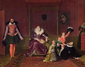 Henryk IV (1553-1610) Król Francji i Nawarry bawiący się ze swoimi dziećmi jako ambasador Hiszpanii wchodzi, 1817 autorstwa Jean Auguste Dominique Ingres