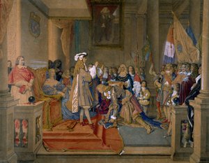 Marszałek Berwick otrzymujący od króla Hiszpanii Filipa V Order Złotego Runa, 1864. autorstwa Jean Auguste Dominique Ingres