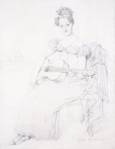Portret panny Elizabeth Keating grającej na gitarze, 1816 autorstwa Jean Auguste Dominique Ingres