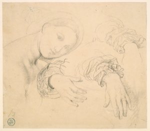 Arkusz studiów z przełożonym Fornarina i rękami Madame de Senonnes autorstwa Jean Auguste Dominique Ingres