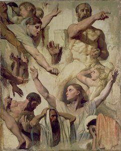 Studia do Męczeństwa św. Symforyna (św. Matka i Prokonsul), 1833 (olej na graficie i czerwona kreda na płótnie) autorstwa Jean Auguste Dominique Ingres