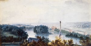„Carskie Sioło. Kolumna Chesme” Jeana Balthazarda de la Traverse (XVIII wiek), akwarela na papierze autorstwa Jean Balthazard de la Traverse