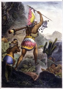 Indianin Coroado dający sygnał do przejścia na emeryturę, 1839 (litografia kolorowa)