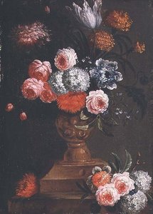 Tulipany, Nagietki, Kalina, Niezapominajki, Róże i inne Kwiaty w Urnie autorstwa Jean Baptiste (attr. to) Bosschaert