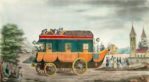 Samochód (lub pracowitość) ma parę: francuski wynalazek z 1835 roku. Grawerowanie autorstwa Ange Tissier (1814-1876). 1835. Kolekcja prywatna