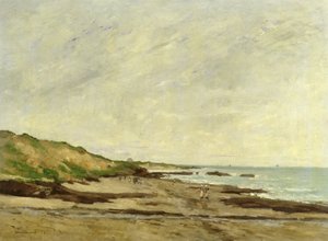 Widok na wybrzeże z postaciami na brzegu, 1872 (olej)
