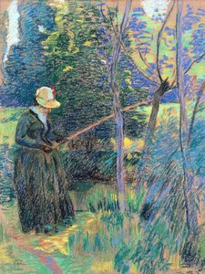 Madame Guillaumin wędkarstwo, ok. 1894 (pastel) autorstwa Jean Baptiste Armand Guillaumin
