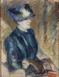 Portret żony artysty, ok. 1889-90 (pastel na papierze na desce kreślarskiej) autorstwa Jean Baptiste Armand Guillaumin