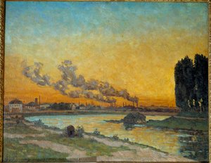 Zachód słońca w Ivry Malarstwo Jeana Baptiste Armanda Guillaumina (1841-1927) XIX-wieczne słońce. 0,65x0,81 m Paryż, muza d