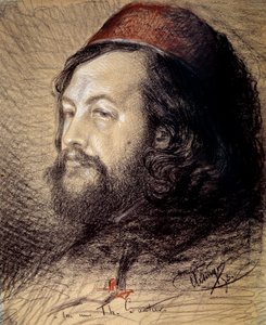 Portret Teofila Gautiera (1811-1872) Węgiel i pastelowy rysunek Auguste