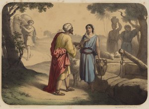 Eliezer et Rebecca autorstwa Jean Baptiste Auguste Leloir