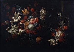 "Martwa natura bukietu" (Kwiaty) Obraz Jana Baptiste Bosschaerta (1667-1746) XVIII-wieczne zbiory prywatne Muzeum Puszkina w Moskwie autorstwa Jean Baptiste Bosschaert
