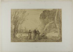 Rodzina w Terracinie autorstwa Jean Baptiste Camille Corot