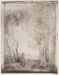 Młoda matka przy wejściu do lasu autorstwa Jean Baptiste Camille Corot