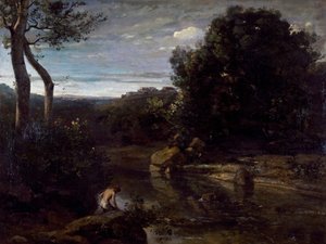 Pastor w kąpieli, Jean-Baptiste-Camille Corot (1796-1875). autorstwa Jean Baptiste Camille Corot