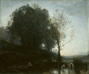 Kąpiel nimfy i dziecko, 185560. autorstwa Jean Baptiste Camille Corot