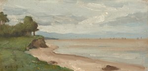 Plaża w pobliżu Etretat autorstwa Jean Baptiste Camille Corot