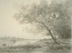 Wygięte Drzewo nad Wodą autorstwa Jean Baptiste Camille Corot