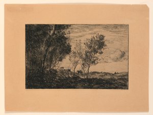 Na wydmach: pamiątka z lasu w Hauge autorstwa Jean Baptiste Camille Corot