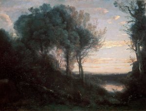Wieczór, lata 1850-1860. autorstwa Jean Baptiste Camille Corot