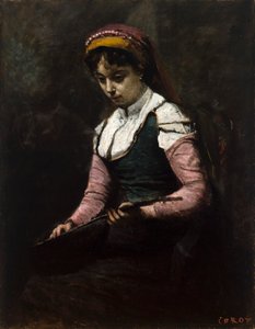 Dziewczyna z Mandoliną autorstwa Jean Baptiste Camille Corot