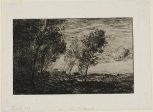 Na wydmach: Pamiątka z lasów Hagi autorstwa Jean Baptiste Camille Corot