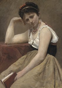 Przerwane czytanie, c.1870 autorstwa Jean Baptiste Camille Corot