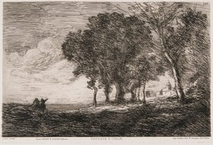 Pejzaż włoski, ok. 1865 r. autorstwa Jean Baptiste Camille Corot