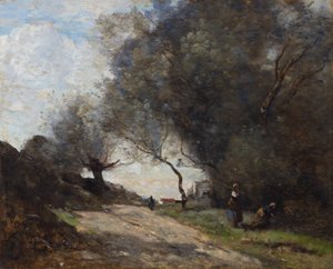 Zbieranie przy drodze autorstwa Jean-Baptiste-Camille Corot