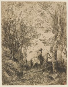 Le grand cavalier sous bois (Duży jeździec w lesie) autorstwa Jean Baptiste Camille Corot