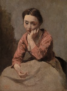 Zamyślona młoda kobieta (Jeune femme zamyślona) autorstwa Jean Baptiste Camille Corot