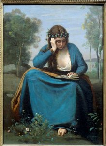Czytelnik w koronie kwiatami lub muzą Virgile Obraz Camille Corot (1796-1875) 1845 wym. 0,45x0,34 m² autorstwa Jean Baptiste Camille Corot