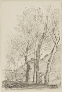 Czytanie pod drzewami autorstwa Jean Baptiste Camille Corot