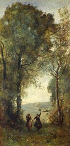 Wspomnienie plaży w Neapolu, 1871-1872 autorstwa Jean Baptiste Camille Corot