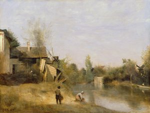 Brzeg rzeki w Mery sur Seine, Aube, c.1870 autorstwa Jean Baptiste Camille Corot