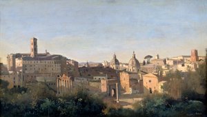 Forum widziane z ogrodów Farnese, Rzym, 1826 r. autorstwa Jean Baptiste Camille Corot