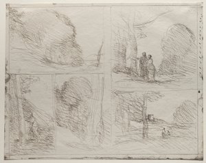 Ogród Peryklesa, Zaułek malarzy, Bazgroły, Wielki drwal, wydrukowany w 1921 r. autorstwa Jean Baptiste Camille Corot