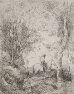 Wielki Kawaler w Lesie autorstwa Jean Baptiste Camille Corot