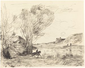Jeździec w trzcinach autorstwa Jean Baptiste Camille Corot