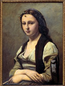 Kobieta ma perłę. Obraz Camille Corot (1796-1875) autorstwa Jean Baptiste Camille Corot