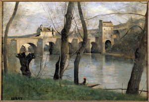 Widok na most Mantes Obraz Camille Corot (1796-1875) XIX w. Nd. 0,38x0,55 m Paryskie muzeum Luwru autorstwa Jean Baptiste Camille Corot